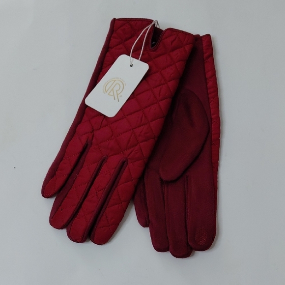 Burgundy Quilted Gloves - Picture 3 of 7